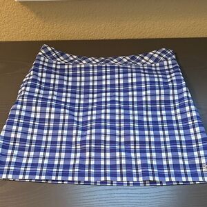 IZOD GOLF Stylish Navy and White Plaid A-Line Skirt